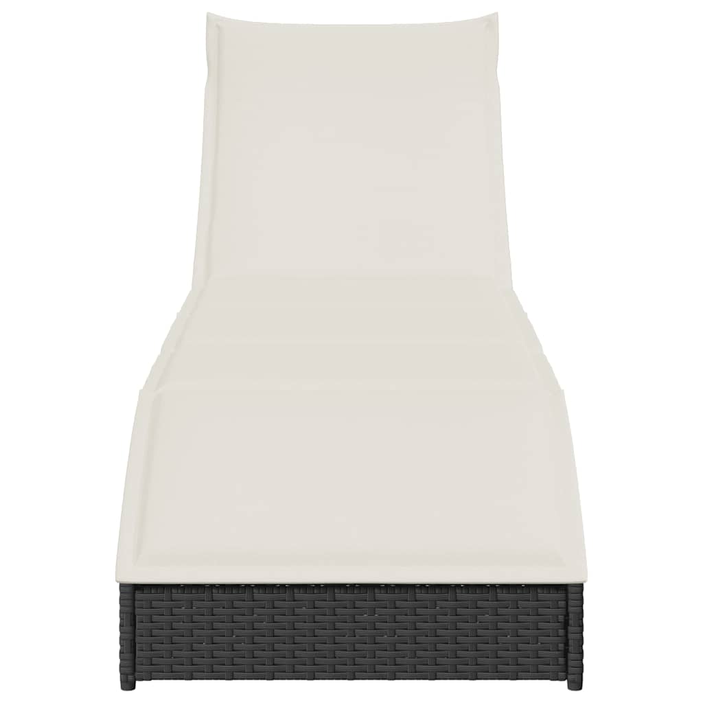 vidaXL Klappliege mit Auflage und Stauraum Schwarz Poly-Rattan