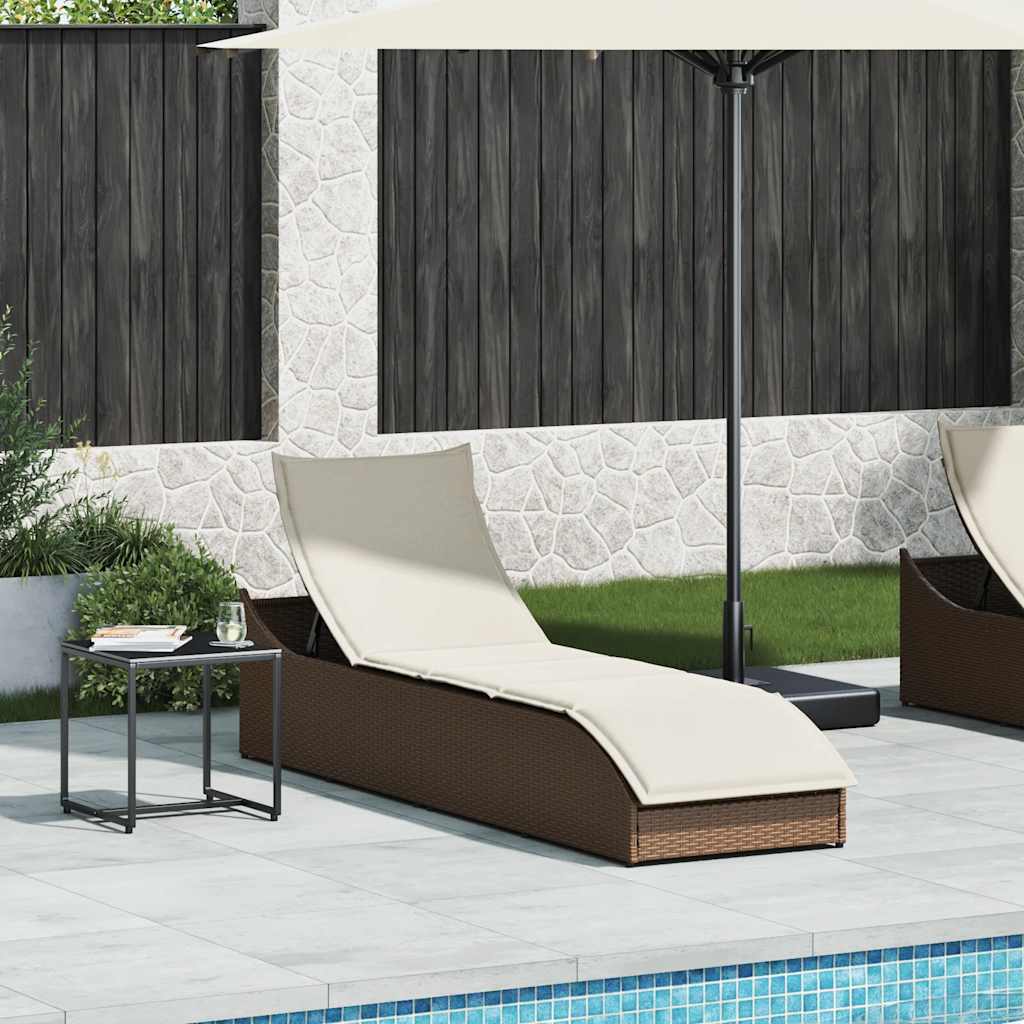 vidaXL Klappliege mit Auflage und Stauraum Schwarz Poly-Rattan