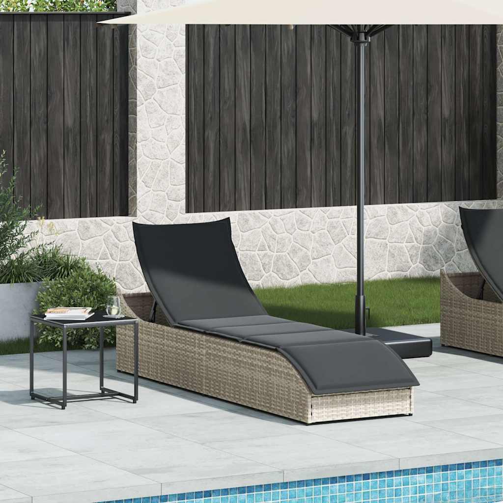 vidaXL Klappliege mit Auflage und Stauraum Schwarz Poly-Rattan