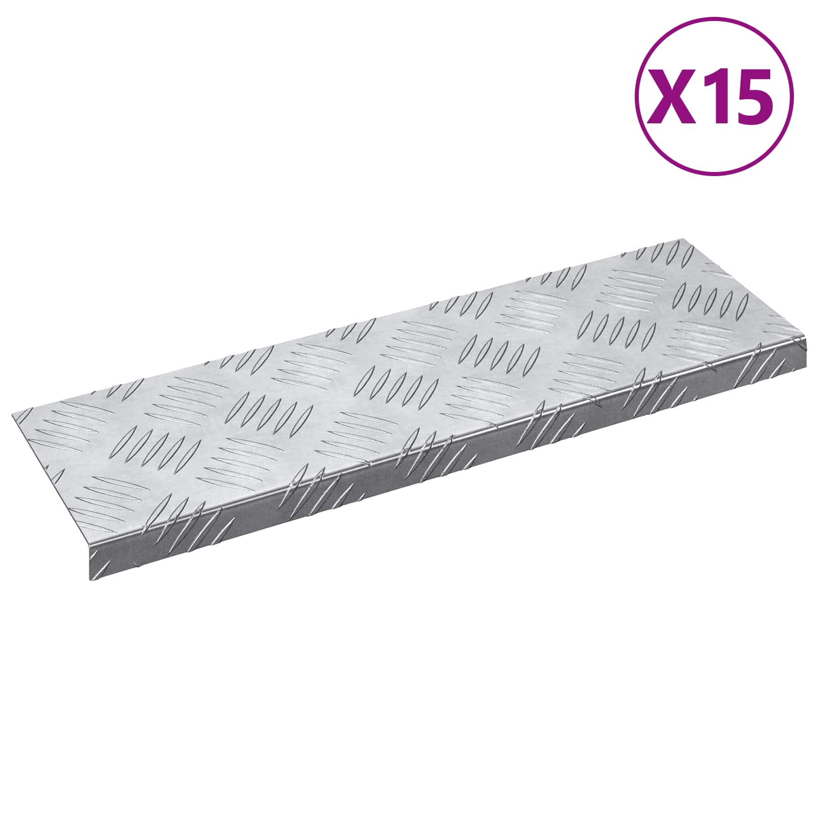 vidaXL Treppe Tritt Halbmond 5 pcs Silber 60 x 18 cm Aluminium