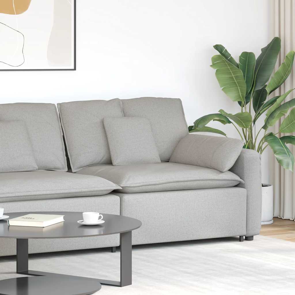 vidaXL Modulares Sofa Endmodul mit Armlehne Kissen Hellgrau 100 cm