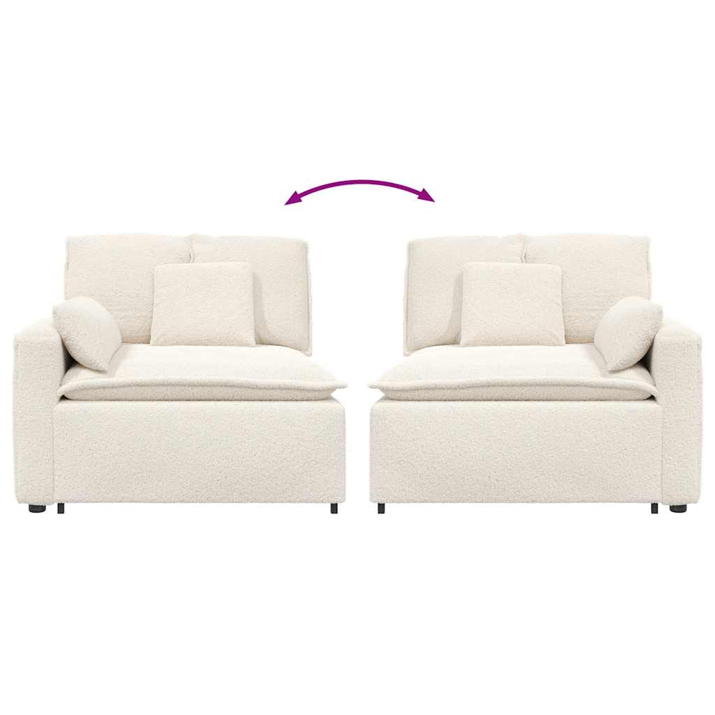 vidaXL Modulares Sofa Endmodul mit Armlehne Kissen Creme 100 cm