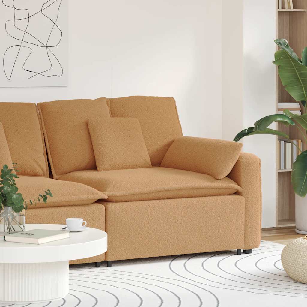 vidaXL Modulares Sofa Endmodul mit Armlehne Kissen Creme 100 cm