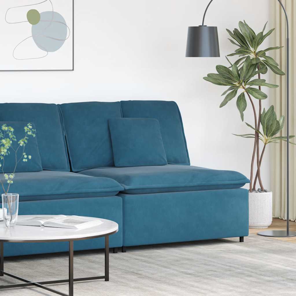 vidaXL Modulares Sofa Endmodul mit Armlehne Kissen Blau 100 cm