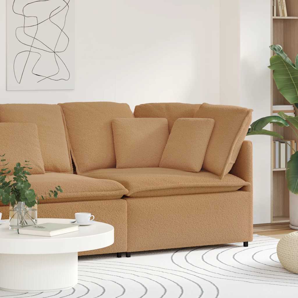 vidaXL Modulares Sofa Endmodul mit Armlehne Kissen Creme 100 cm