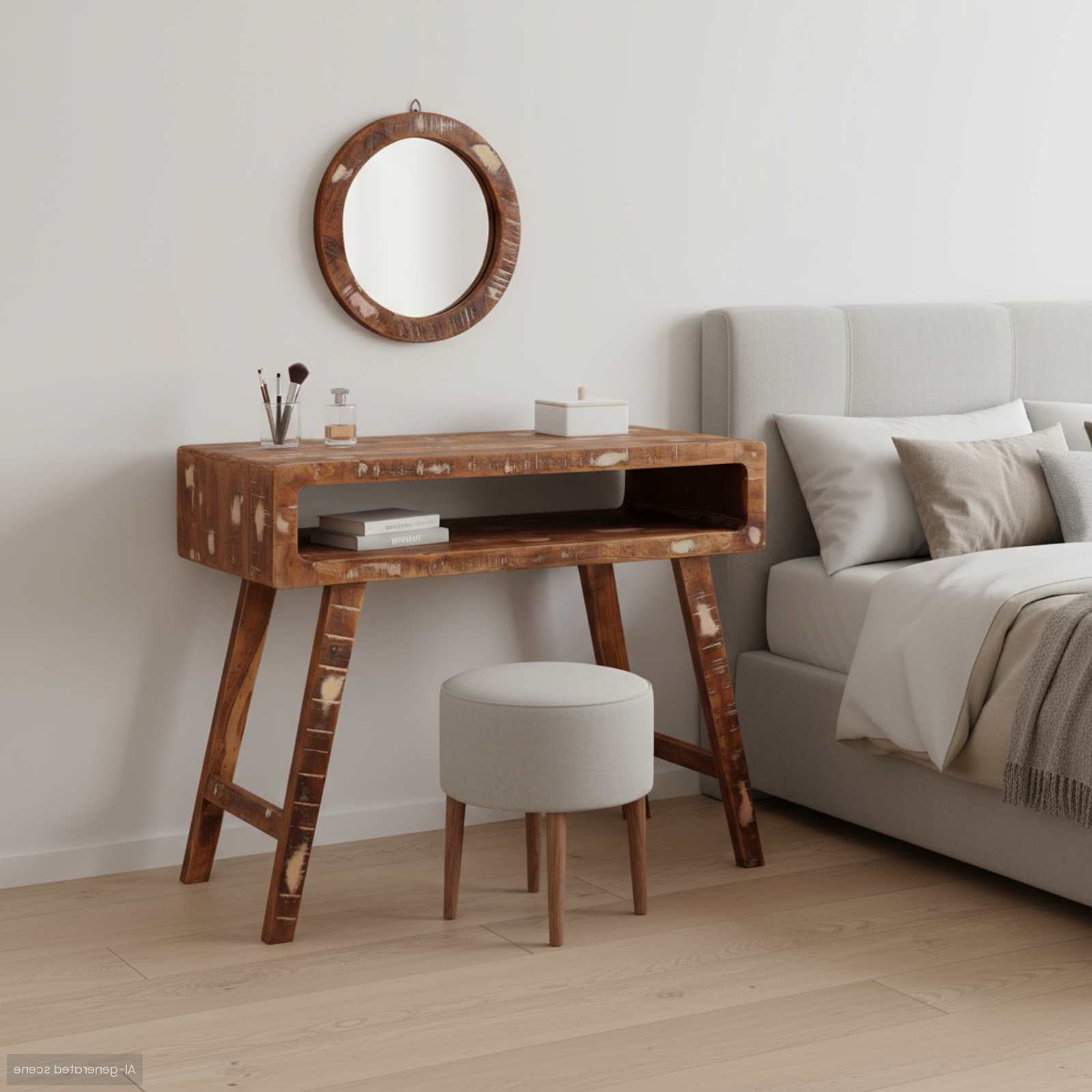 vidaXL Schminktisch mit Spiegel Braun 90 x 76 x 45 cm Massivholz Mango