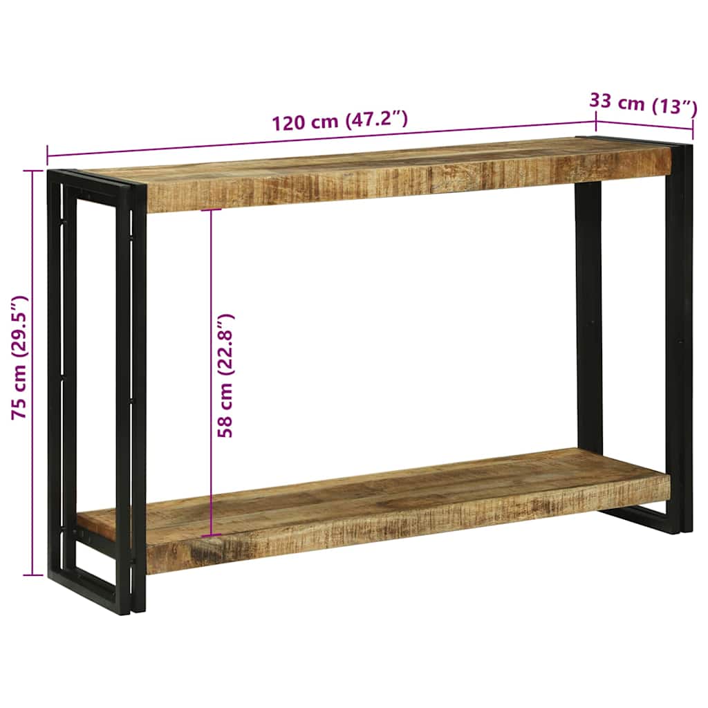 vidaXL Konsolentisch mit Regal Braun 120 x 33 x 75 cm Massivholz Mango