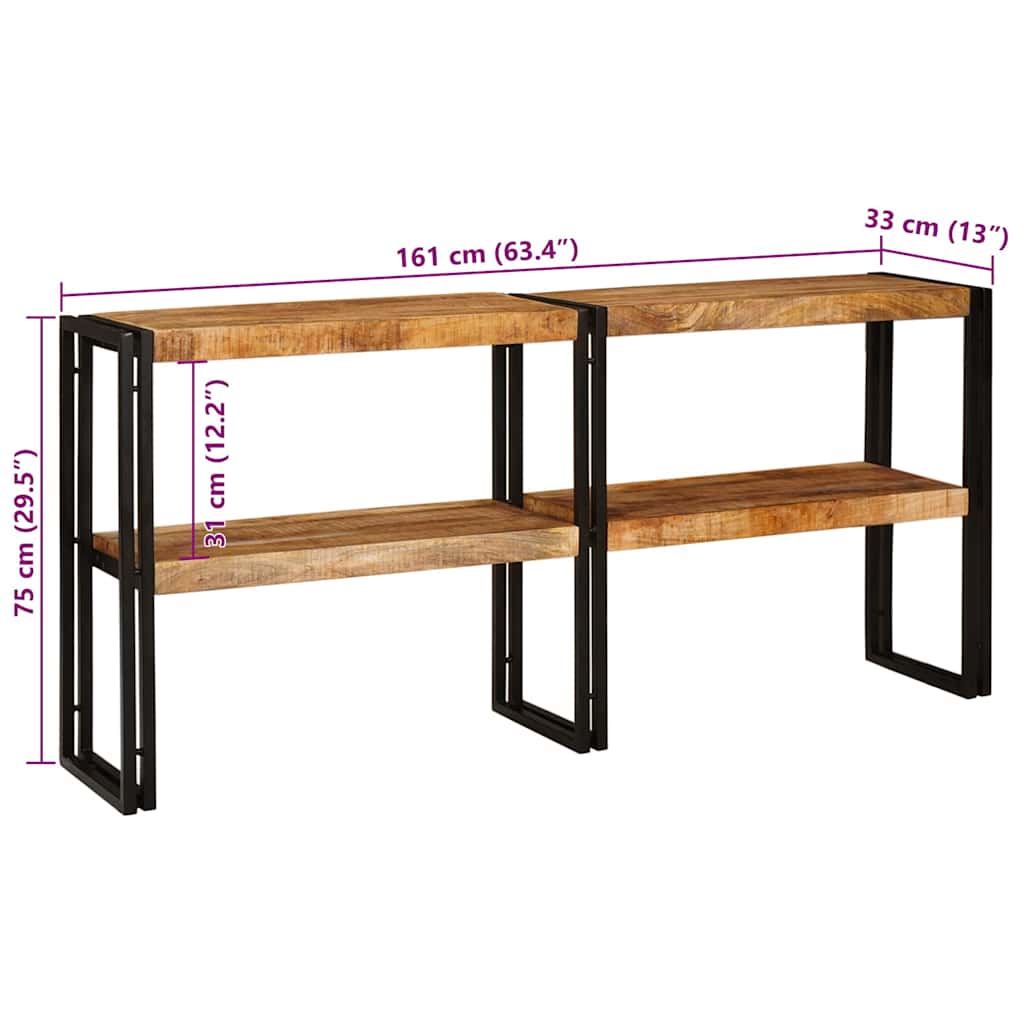 vidaXL Konsolentisch mit Regal Braun 160 x 33 x 75 cm Massivholz Mango