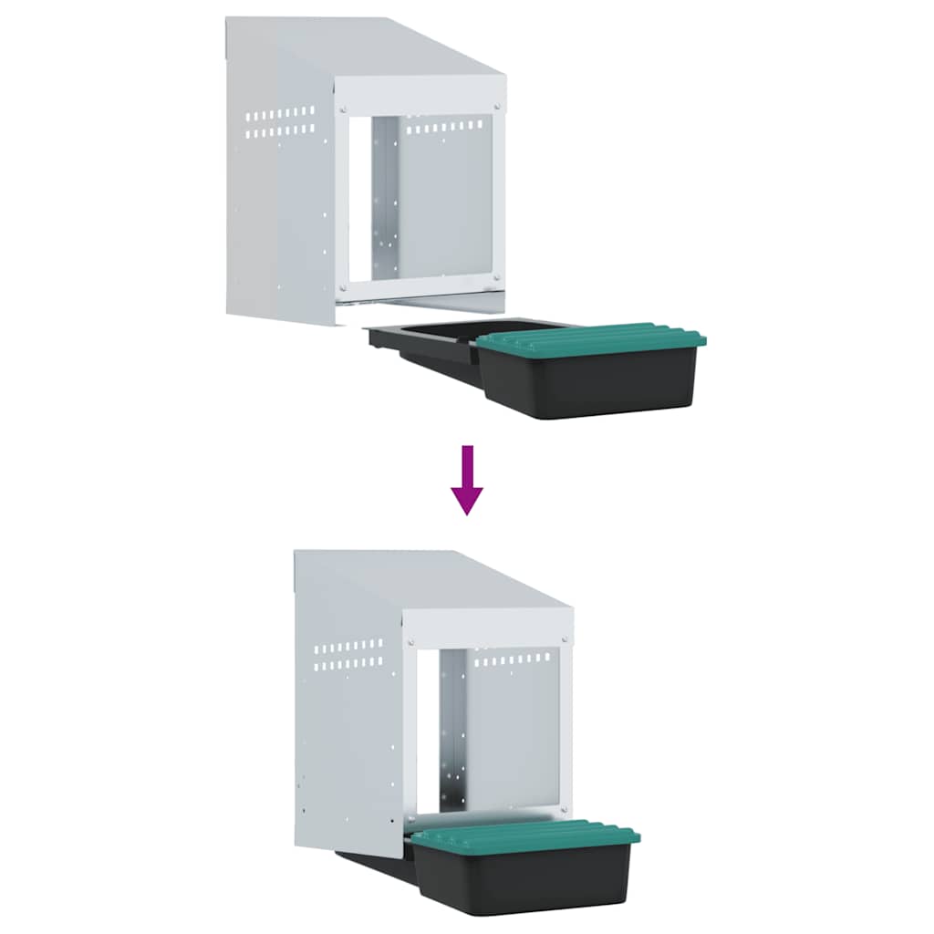 vidaXL Hühner-Nistkasten 1 Fach Wandmontage Verzinkter Stahl