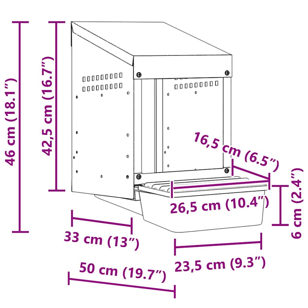 vidaXL Hühner-Nistkasten 1 Fach Wandmontage Verzinkter Stahl