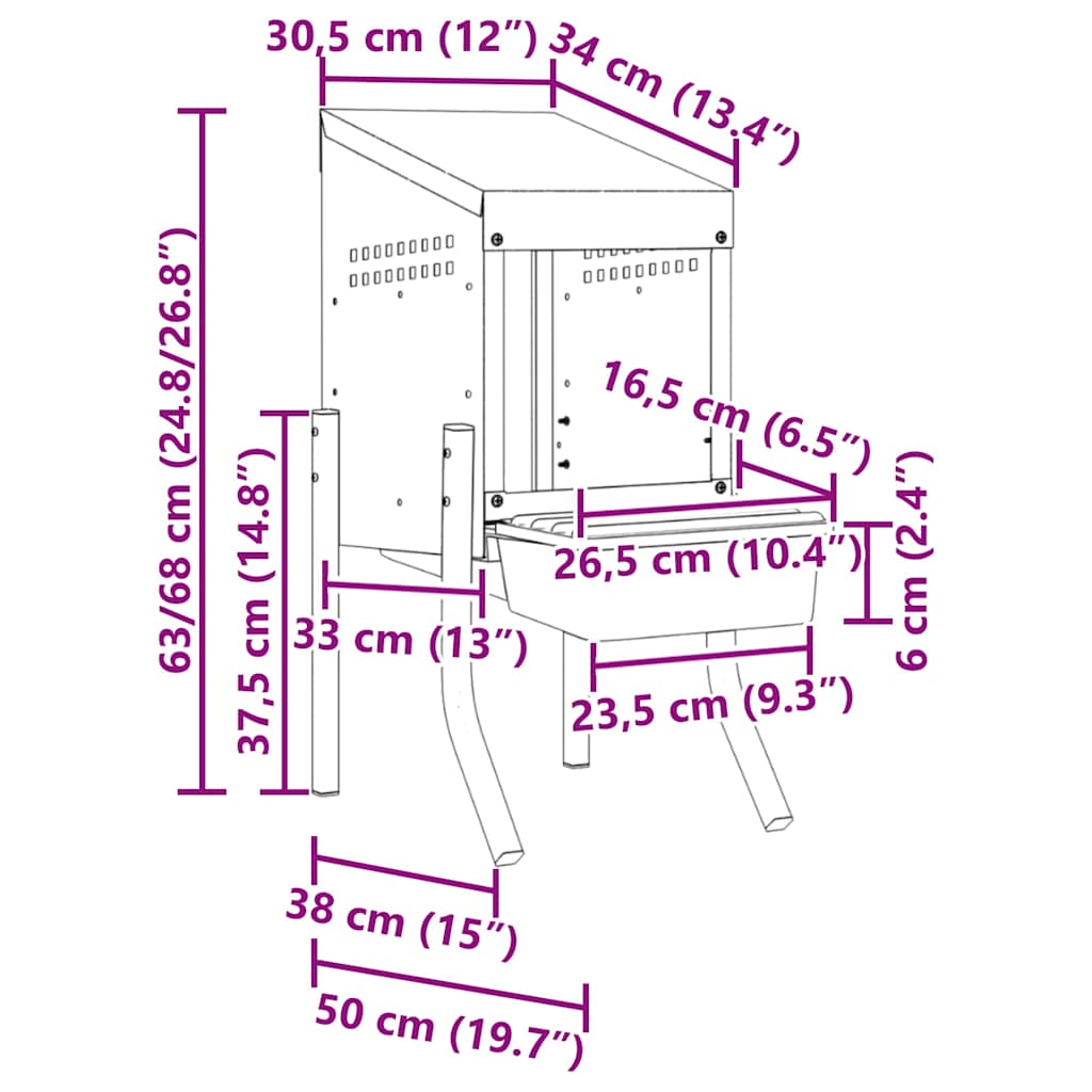 vidaXL Hühner-Nistkasten 1 Abteil mit Beinen Verzinkter Stahl