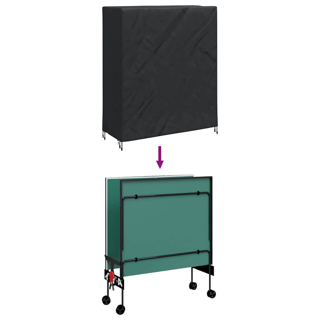 vidaXL Pingpong Tischbezug Uni Schwarz 165 x 70 x 185 cm Stoff