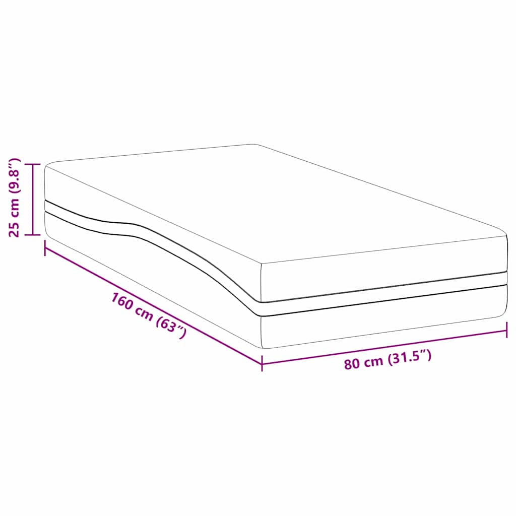 vidaXL Matratze Weiß und Grau 80 x 160 cm Schaum