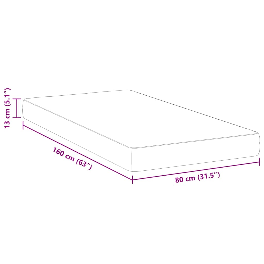 vidaXL Matratze Weiß 80 x 160 cm Gel-durchzogenes Schaum