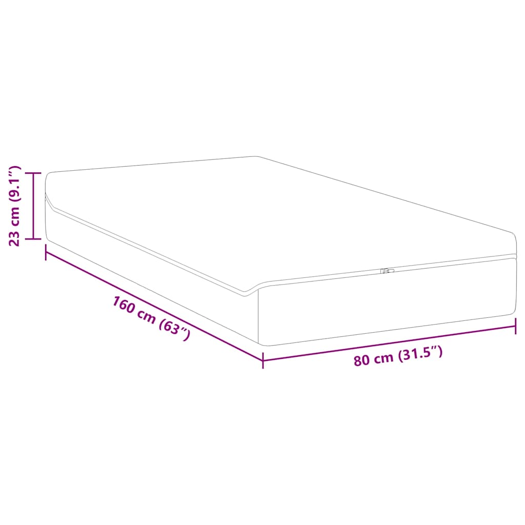 vidaXL Matratze Weiß und Grau 80 x 160 cm Taschenfeder