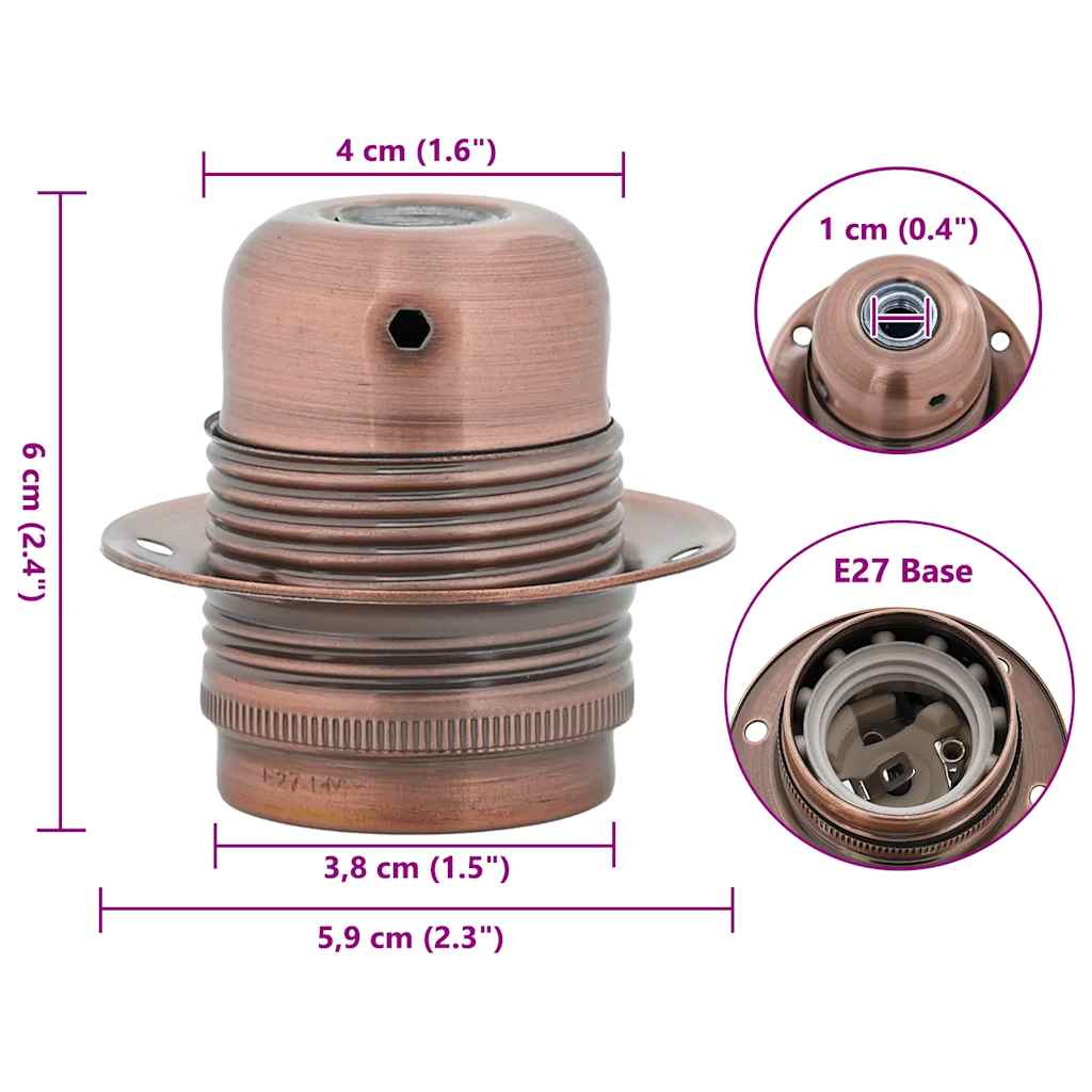 vidaXL Lampenfassungen 2 Stk. Rot-Bronze E27