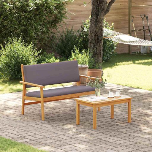 vidaXL Gartenstuhl mit Kissen 2 pcs Cremeweiß Massivholz Akazie
