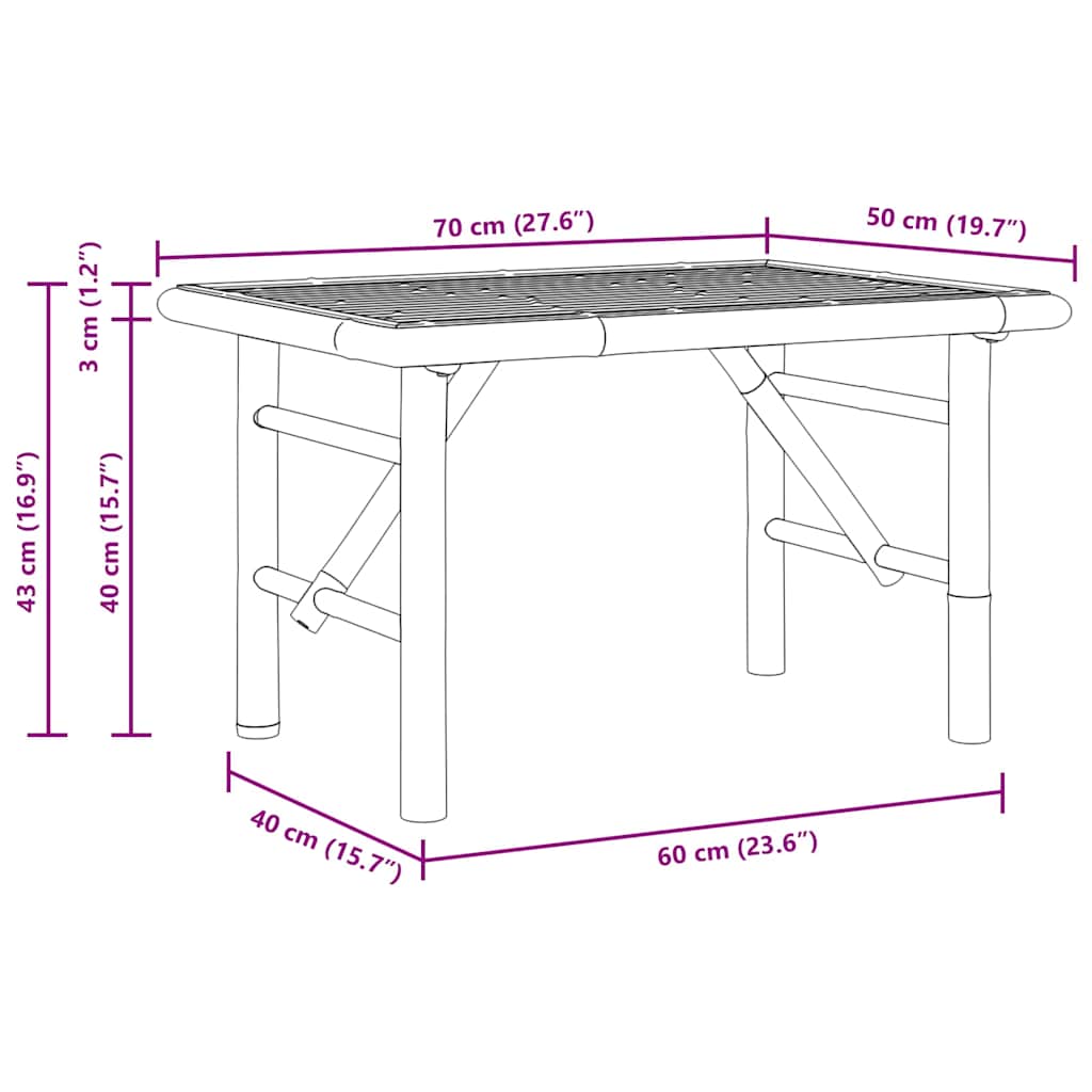 vidaXL Couchtisch Braun 70 x 40 x 36 cm Bambus