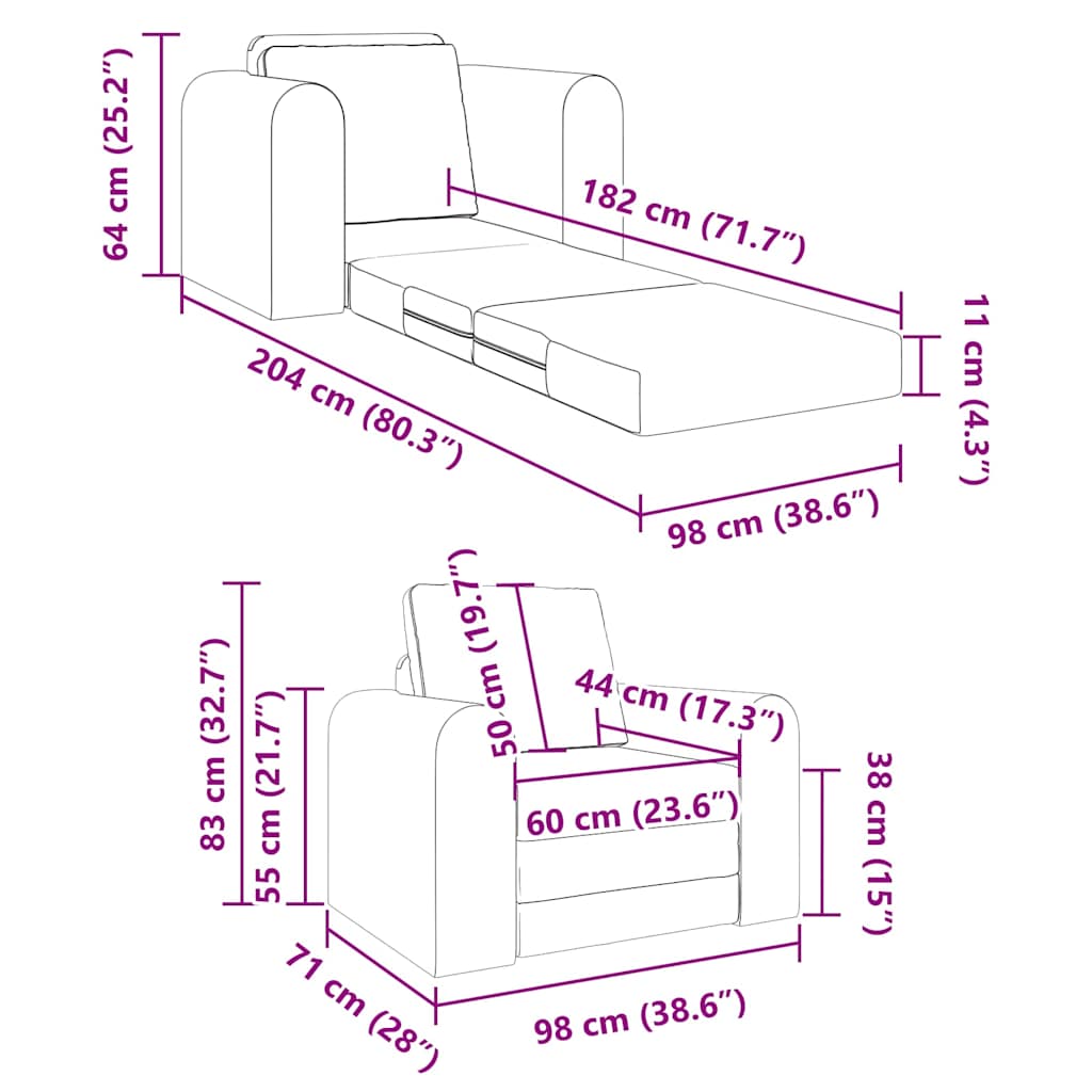 vidaXL Schlafsofa Blau 98 x 71 x 83 cm Samt