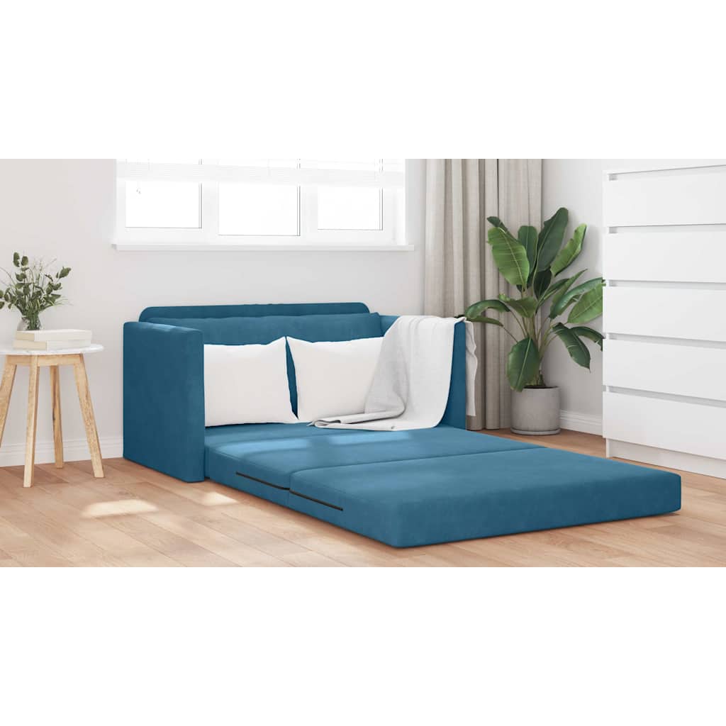 vidaXL Schlafsofa Blau 124 x 204 x 61 cm Samt