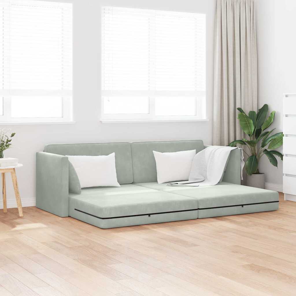 vidaXL Boden-Sofa-Bett Hellgrau 213 x 70 x 77 cm Samt