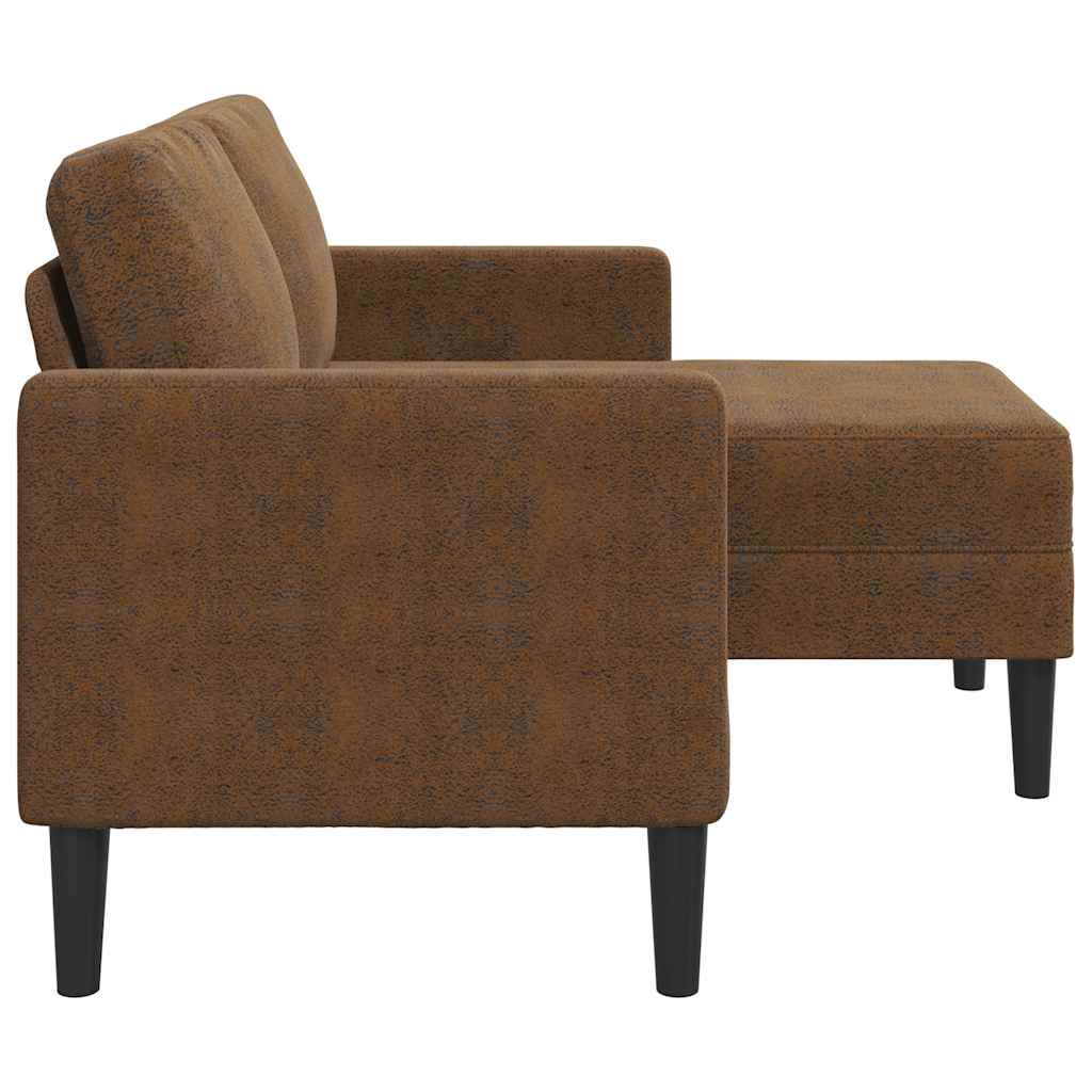 vidaXL 2-Sitzer-Sofa mit Chaiselongue L-Form Braun 125 cm Kunstleder