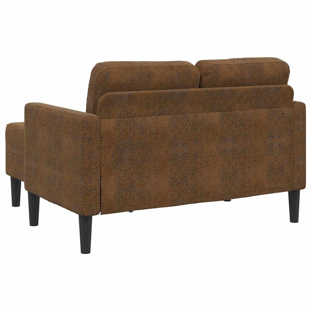vidaXL 2-Sitzer-Sofa mit Chaiselongue L-Form Braun 125 cm Kunstleder