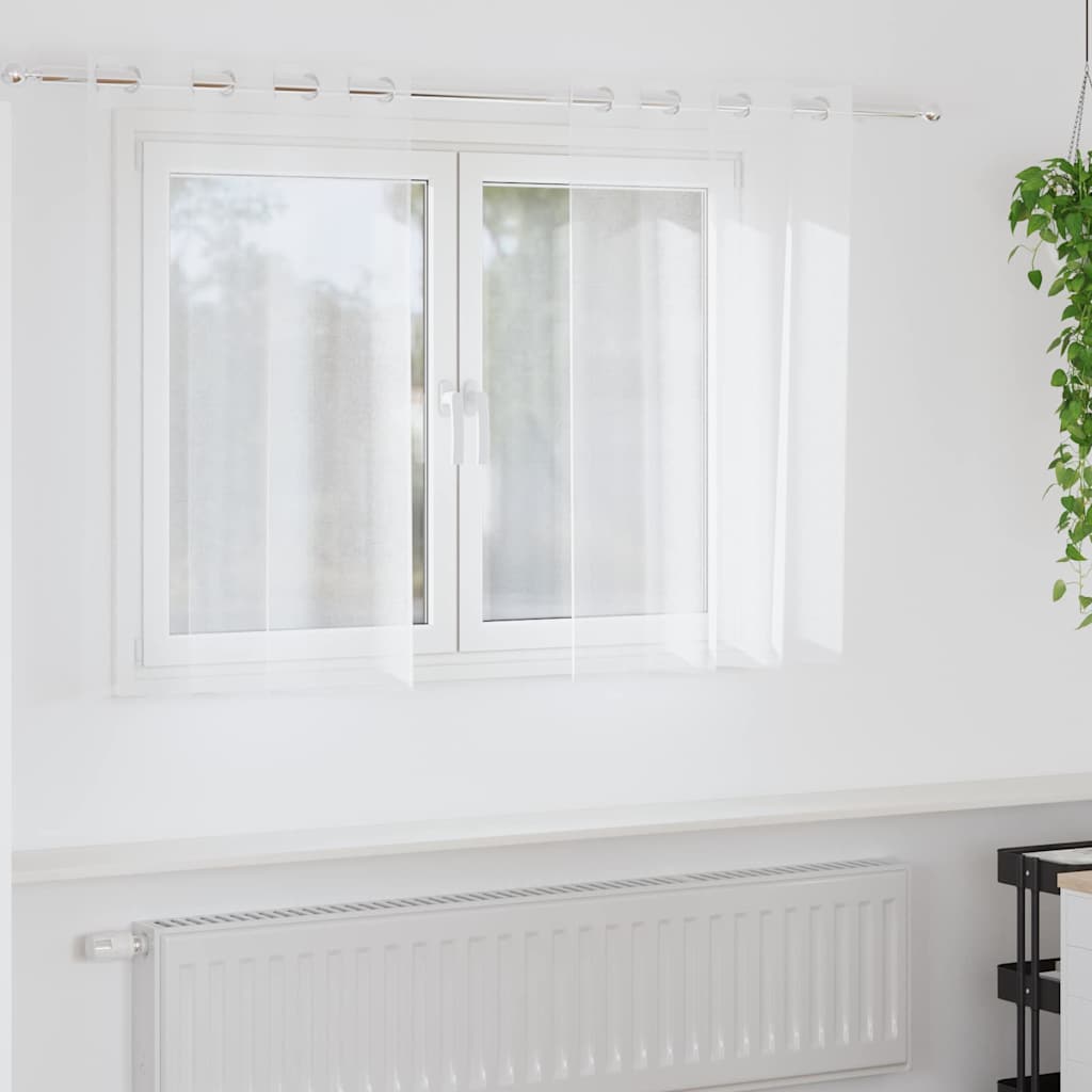 vidaXL Voile-Vorhang mit Vorhängen 2 pcs Weiß 140 x 140 cm Polyester