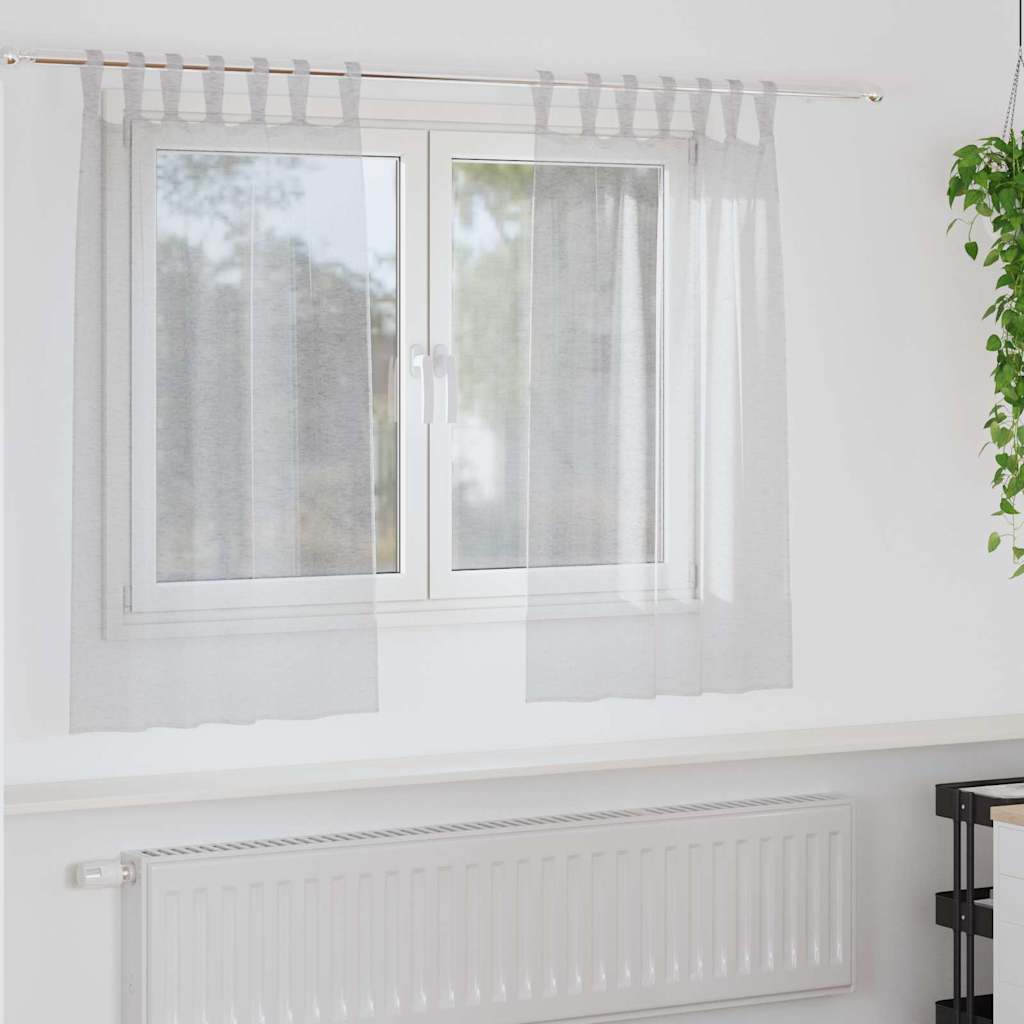 vidaXL Voile-Vorhang mit Vorhängen 2 pcs Weiß 140 x 140 cm Polyester