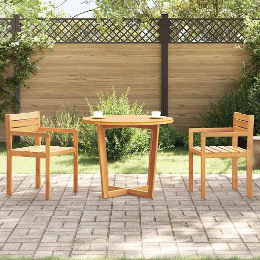 vidaXL Garten-Beistelltisch Rund Ø70x75 cm Massivholz Akazie