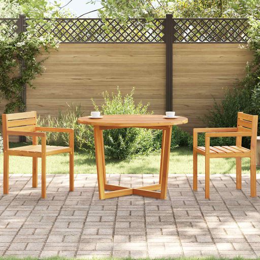 vidaXL Garten-Beistelltisch Rund Ø70x75 cm Massivholz Akazie