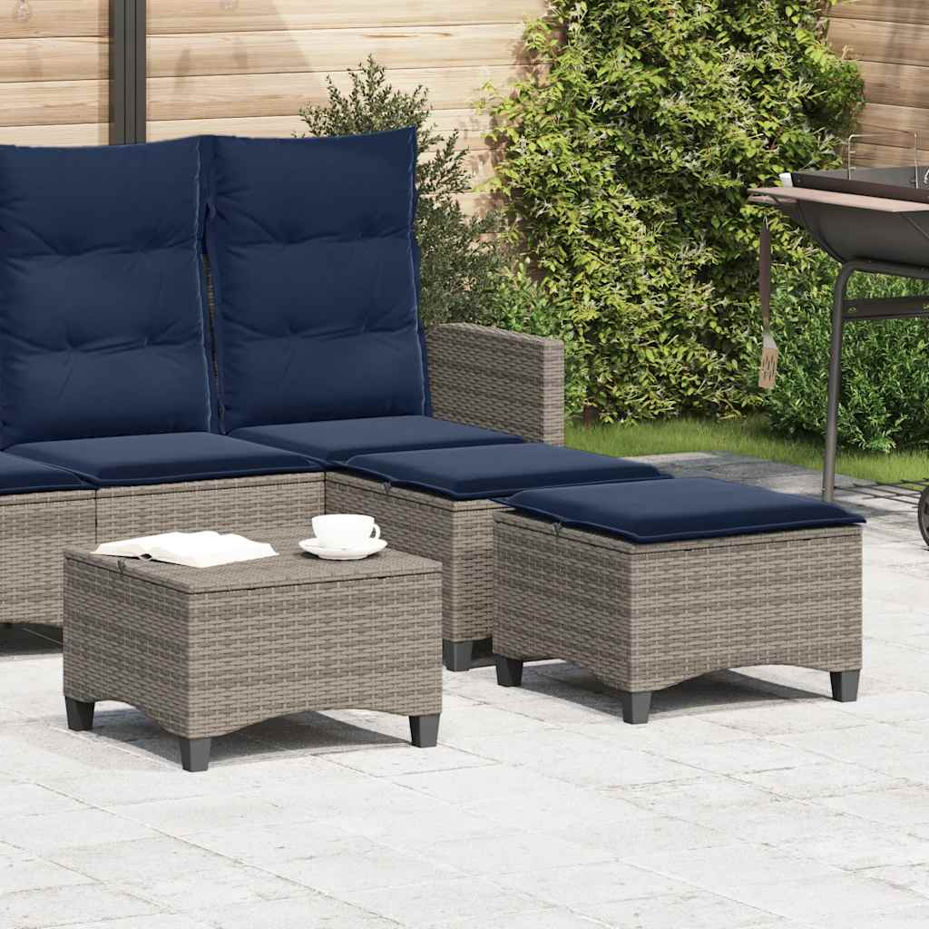 vidaXL Gartenhocker mit Kissen 2 Stk. Schwarz 55x55x36 cm Poly Rattan