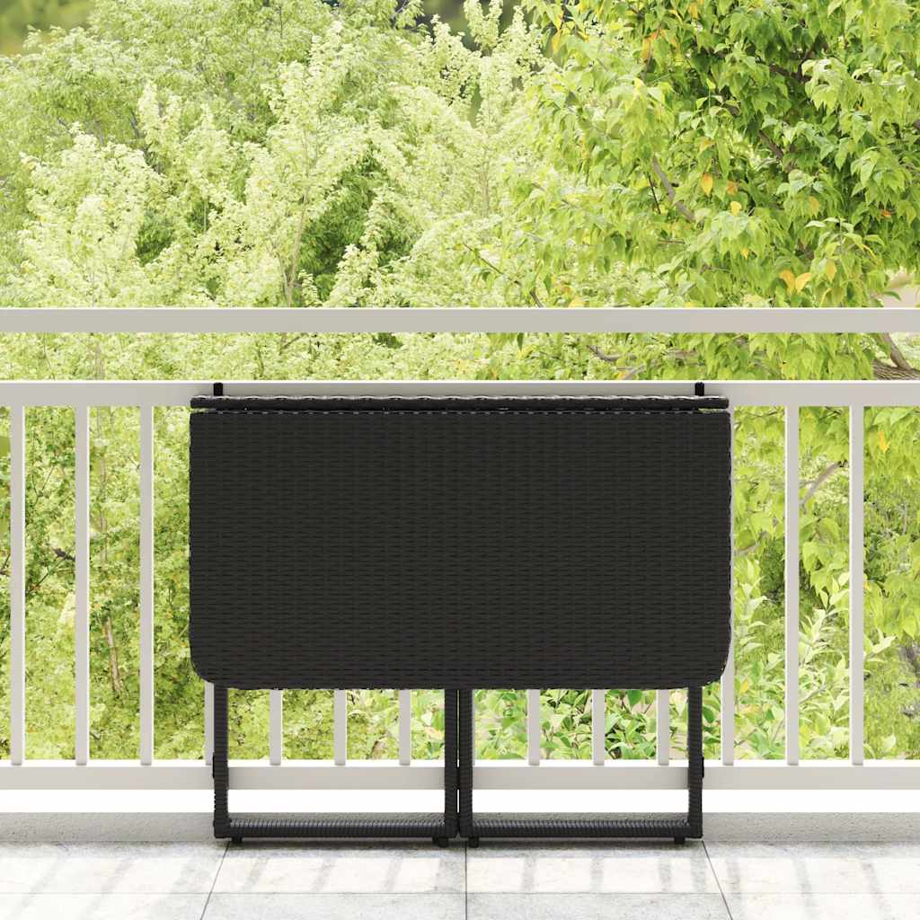 vidaXL Gartentisch Klappbar Schwarz 90x51x75 cm Poly Rattan