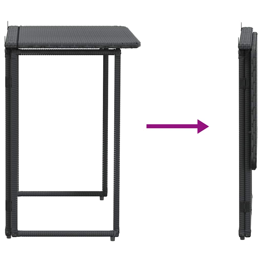 vidaXL Gartentisch Klappbar Schwarz 90x51x75 cm Poly Rattan