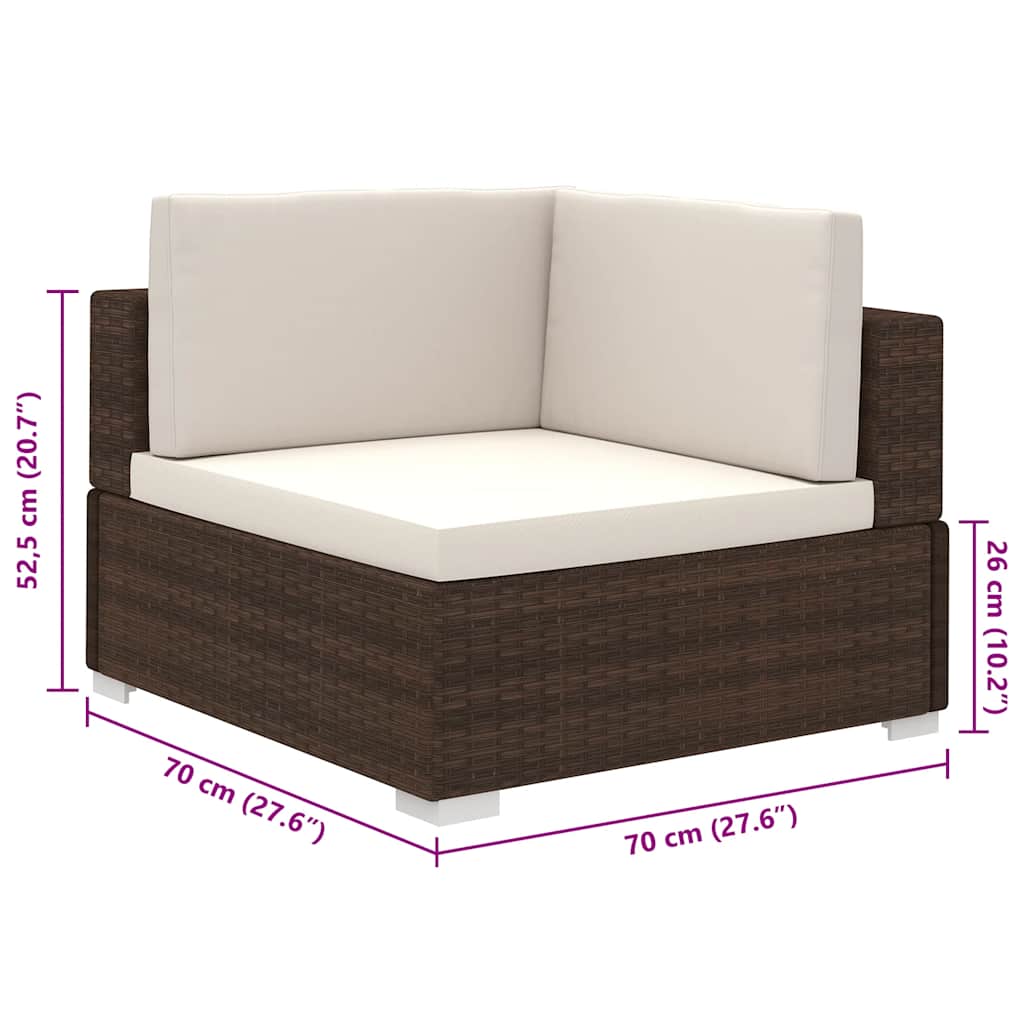 vidaXL 8-tlg. Garten-Lounge-Set mit Auflagen Poly Rattan Braun