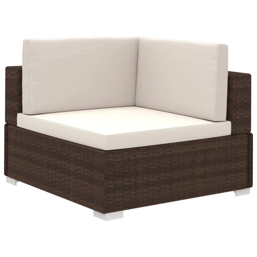 vidaXL 12-tlg. Garten-Lounge-Set mit Auflagen Poly Rattan Braun
