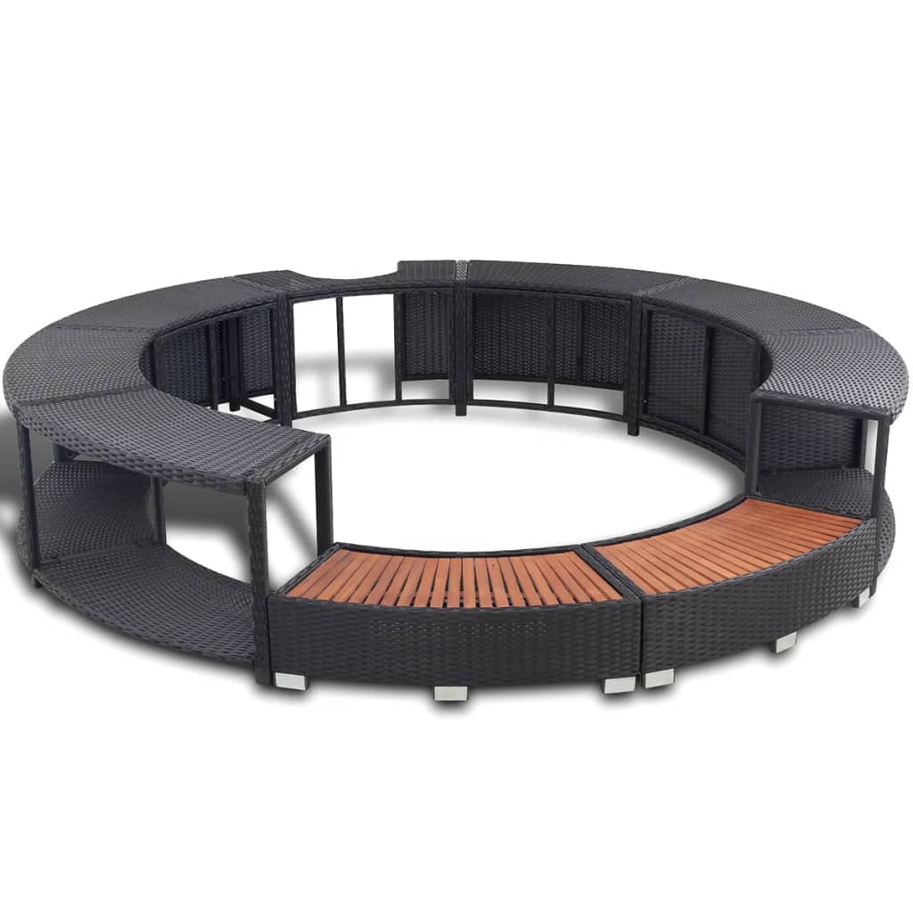 vidaXL Whirlpool-Umrandung Schwarz Poly-Rattan