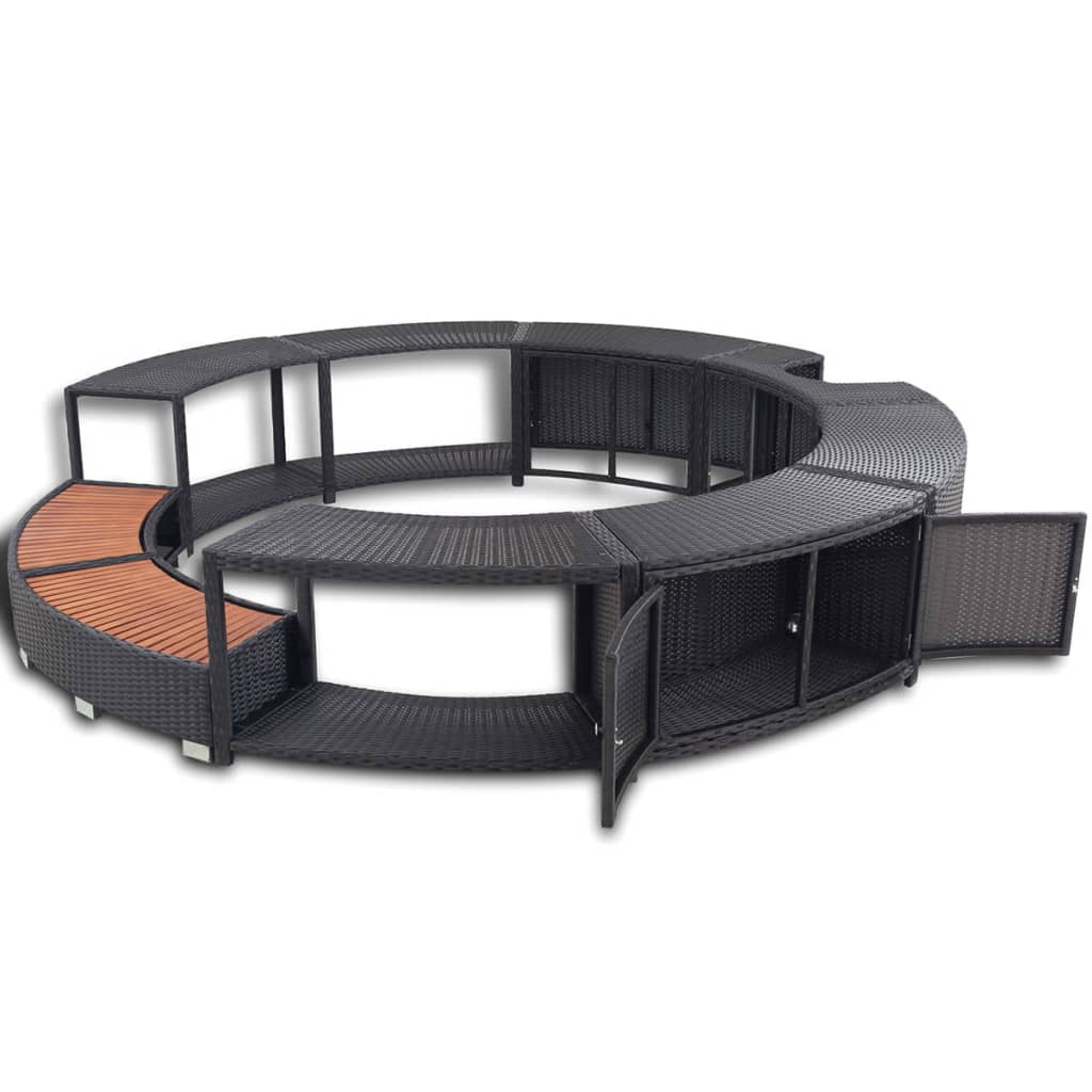 vidaXL Whirlpool-Umrandung Schwarz Poly-Rattan