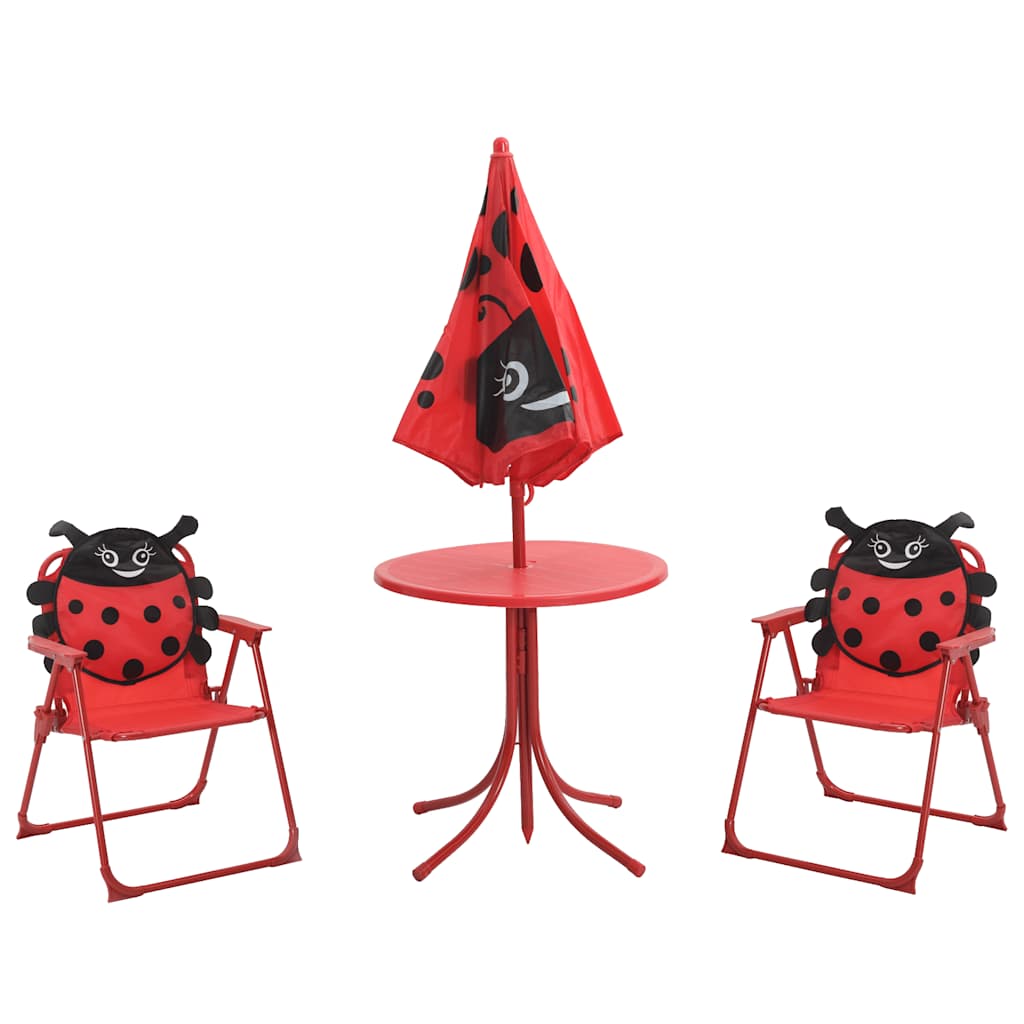 vidaXL 3-tlg. Garten-Bistro-Set für Kinder mit Sonnenschirm Rot