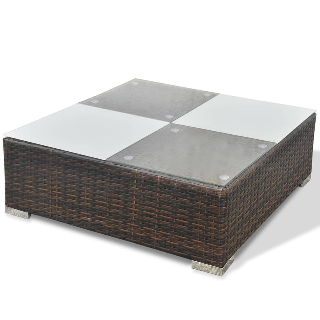 vidaXL 5-tlg. Garten-Lounge-Set mit Auflagen Poly Rattan Braun