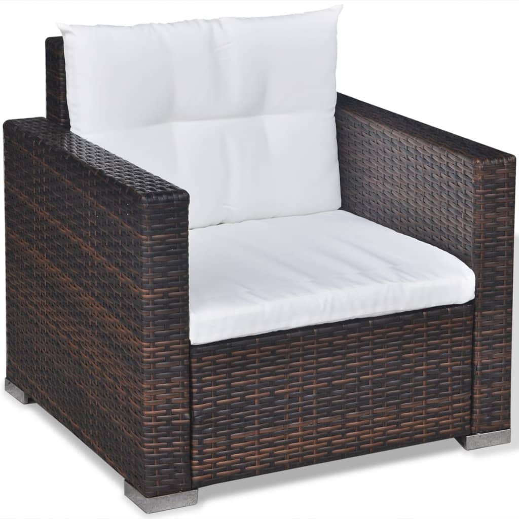 vidaXL 6-tlg. Garten-Lounge-Set mit Auflagen Poly Rattan Braun