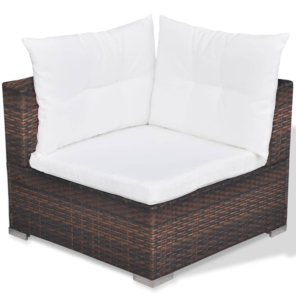 vidaXL 6-tlg. Garten-Lounge-Set mit Auflagen Poly Rattan Braun