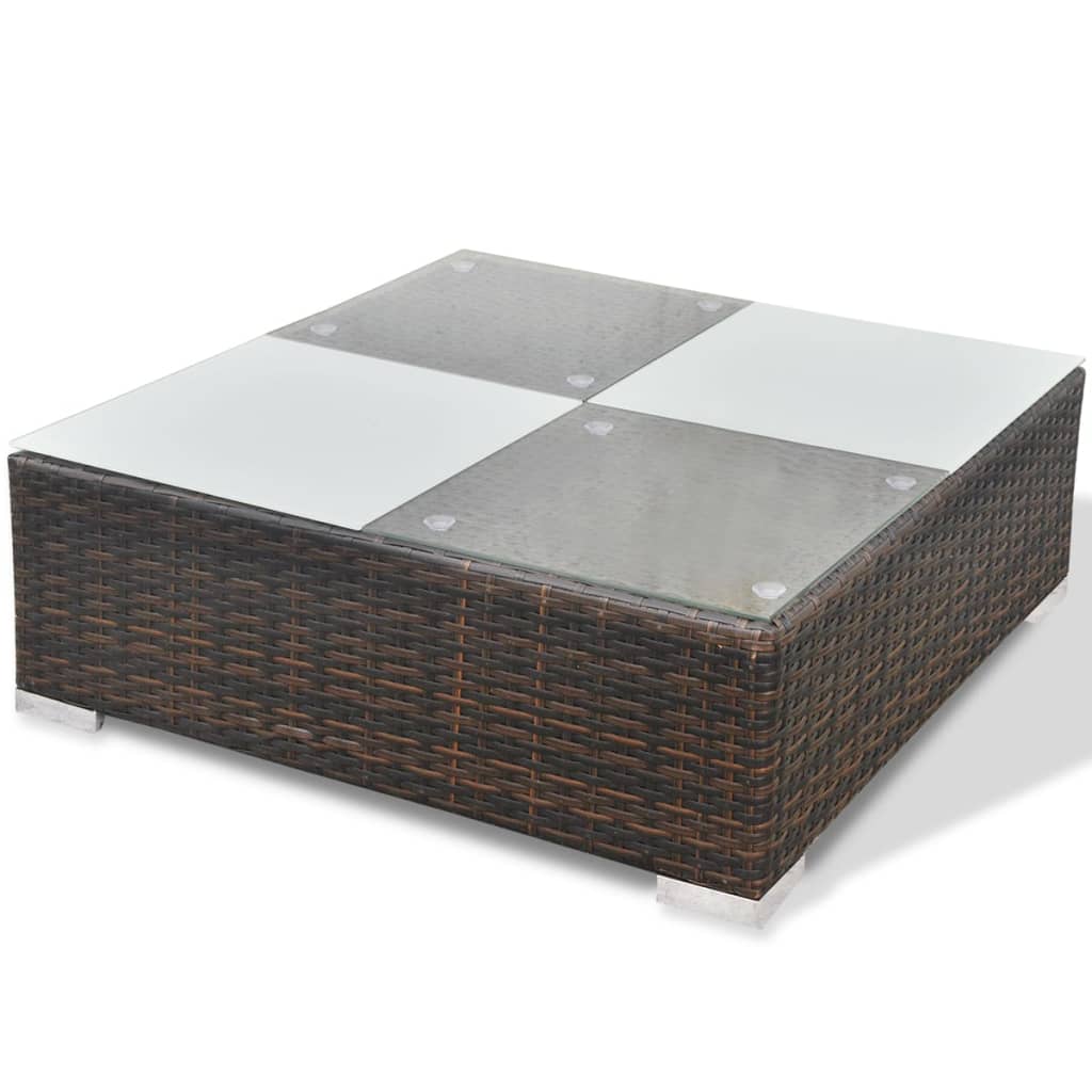 vidaXL 10-tlg. Garten-Lounge-Set mit Auflagen Poly Rattan Braun