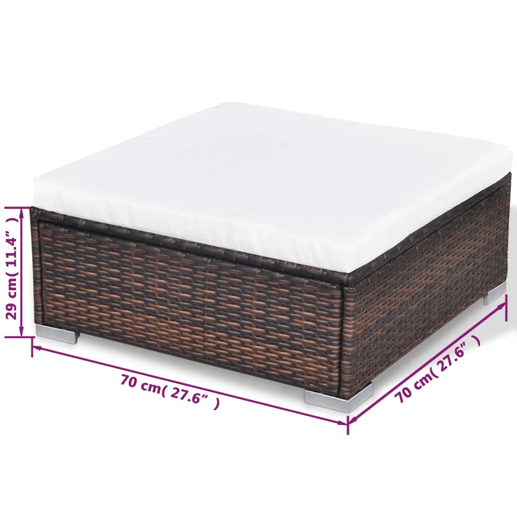 vidaXL 10-tlg. Garten-Lounge-Set mit Auflagen Poly Rattan Braun