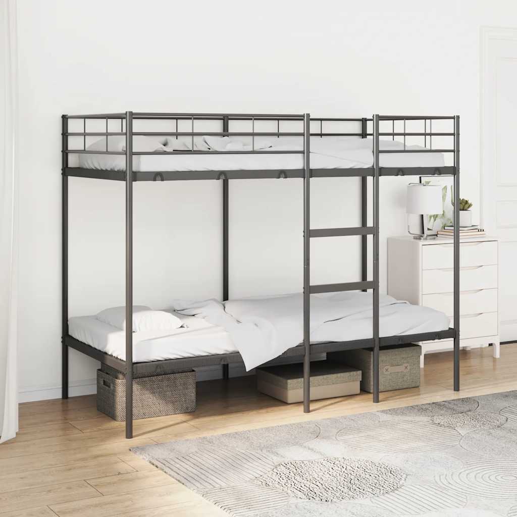 vidaXL Etagenbett ohne Matratze Schwarz 75x190 cm Stahl