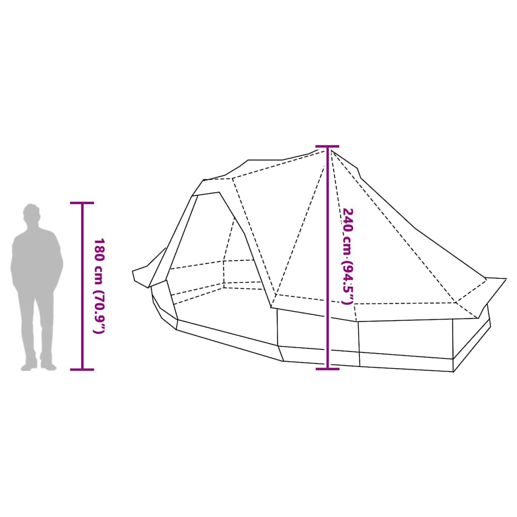 Familien-Tipi-Zelt mit Dach Grün 466 x 310 x 240 cm