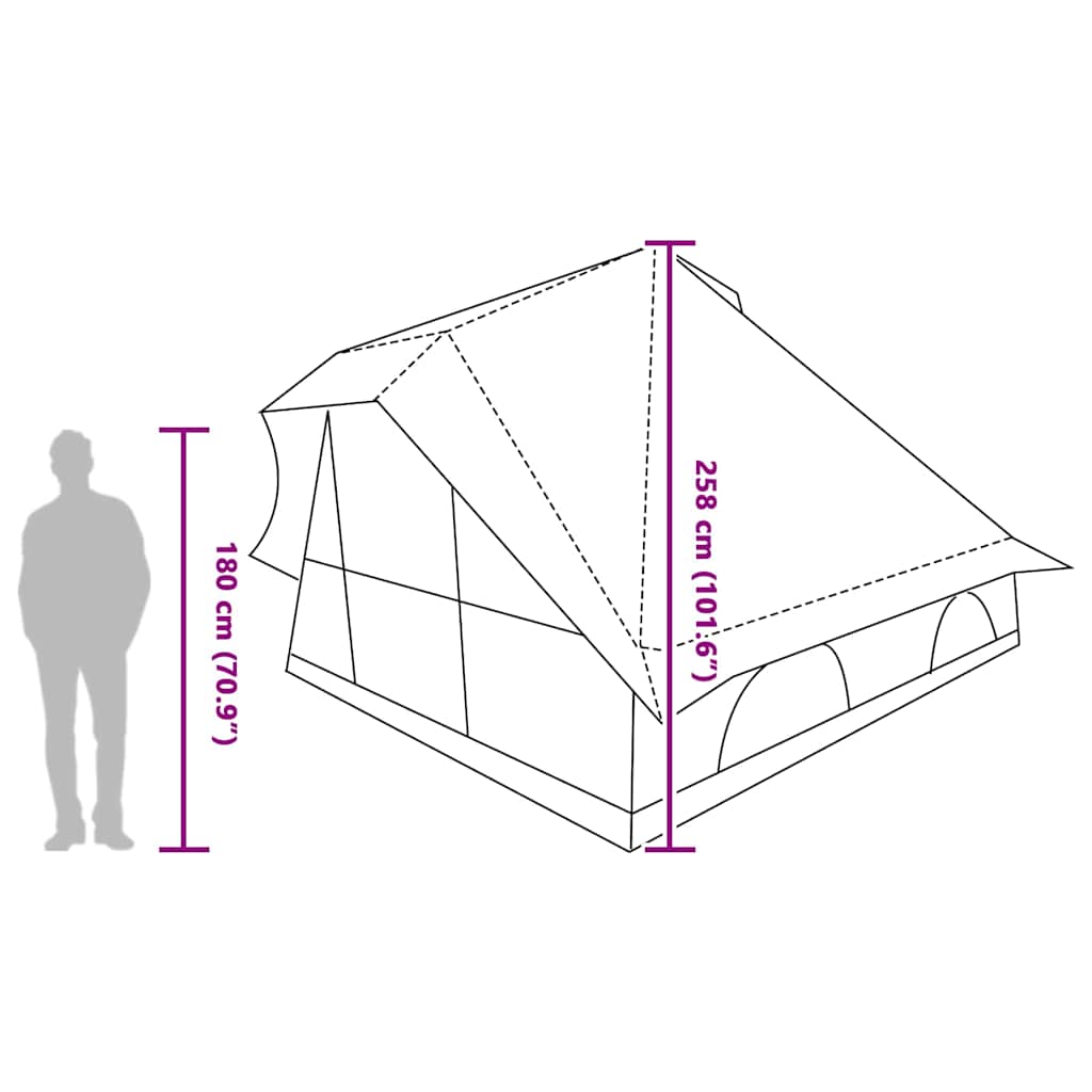 Tipi Zelt mit Dach mit Speicher Grün 358 x 296 x 258 cm Taft