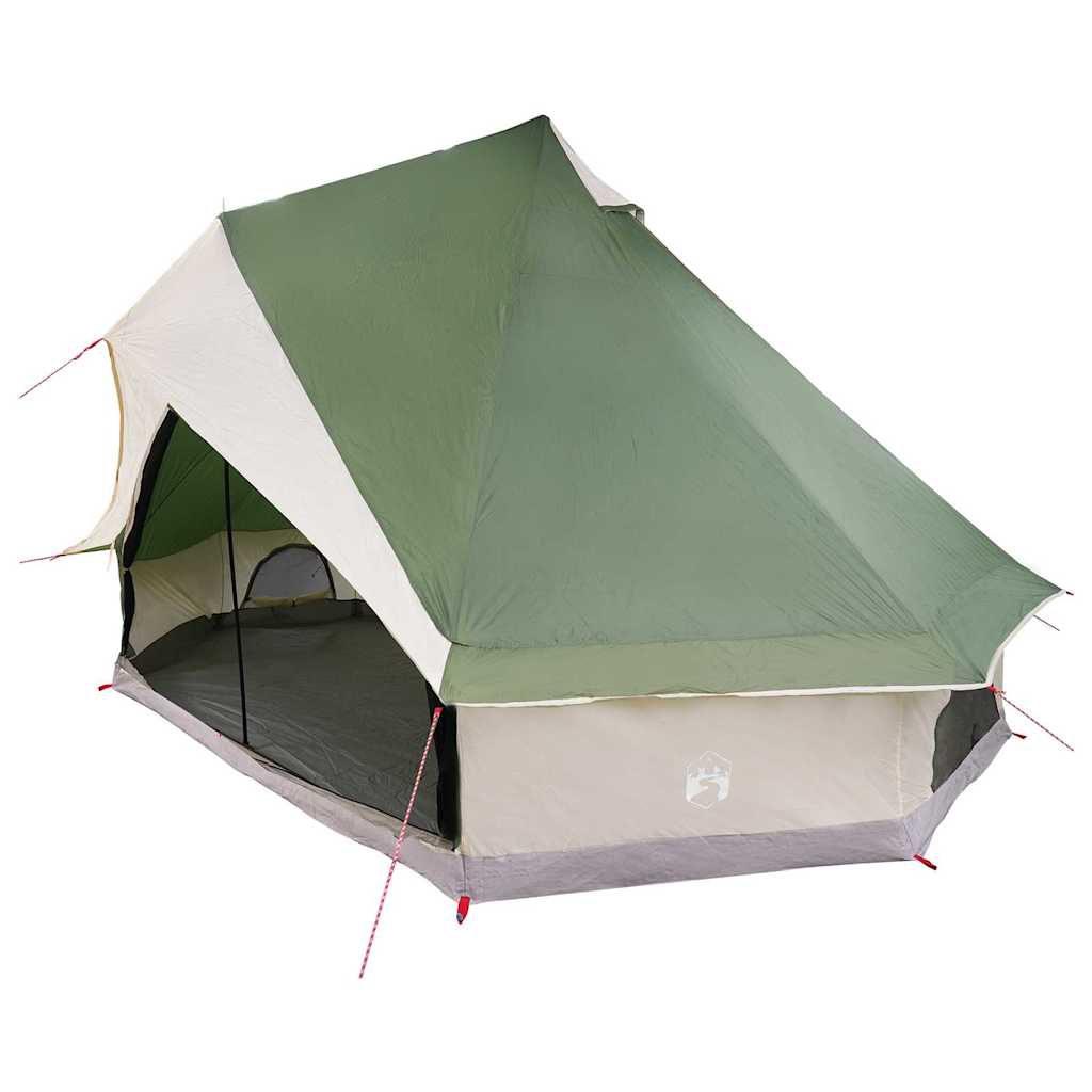 Familien-Tipi-Zelt mit Dach Grün und Beige 400 x 346 x 250 cm