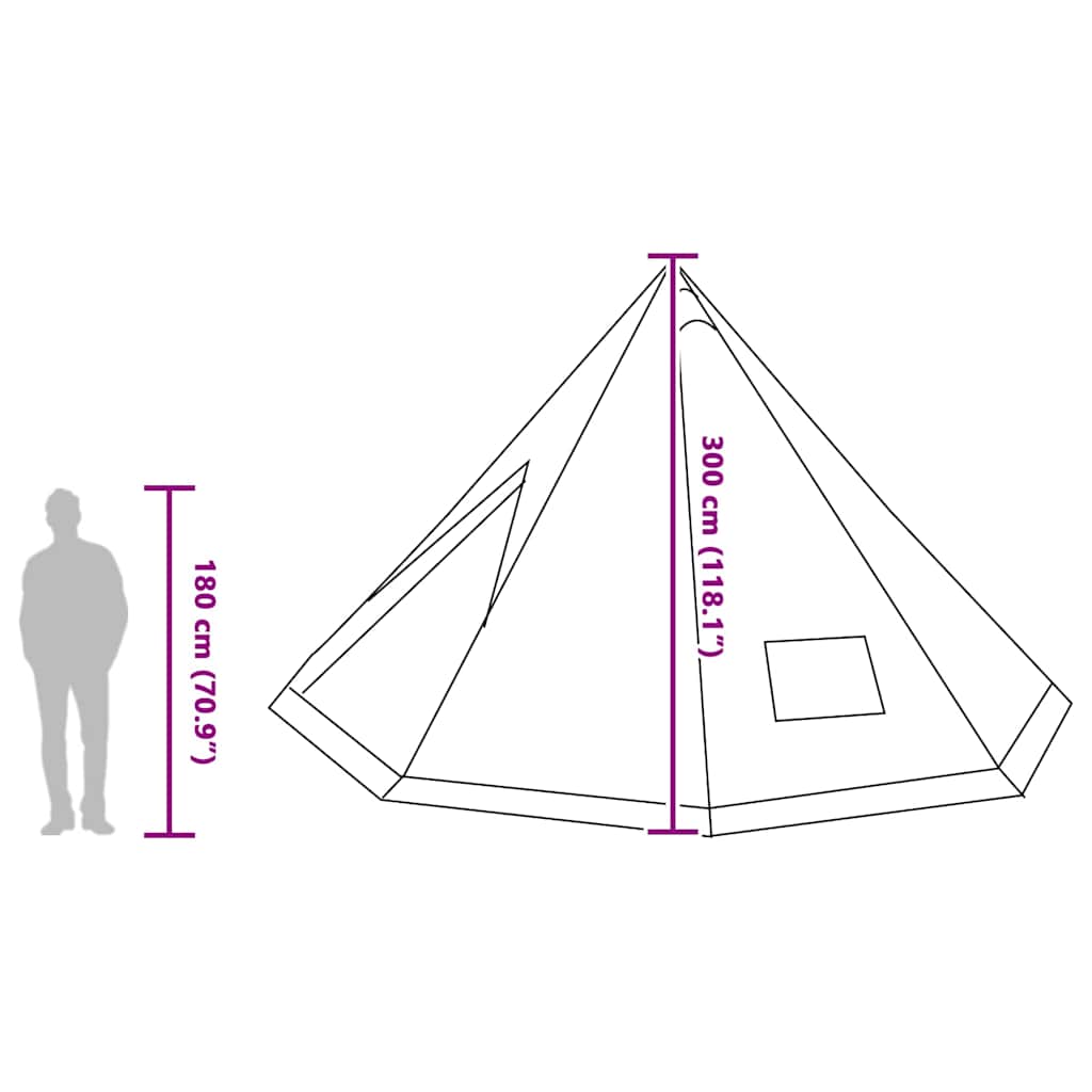 Familien-Tipi-Zelt mit Dach Grün 560 x 560 x 300 cm