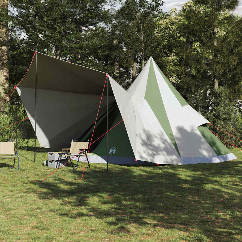 Familien-Tipi-Zelt mit Dach Grün und Beige 510 x 690 x 330 cm